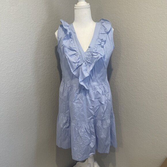Nordstrom CENY Ruffle Dress XL Vneck Sleeveless Cotton Made In USA NWT - Picture 7 of 9